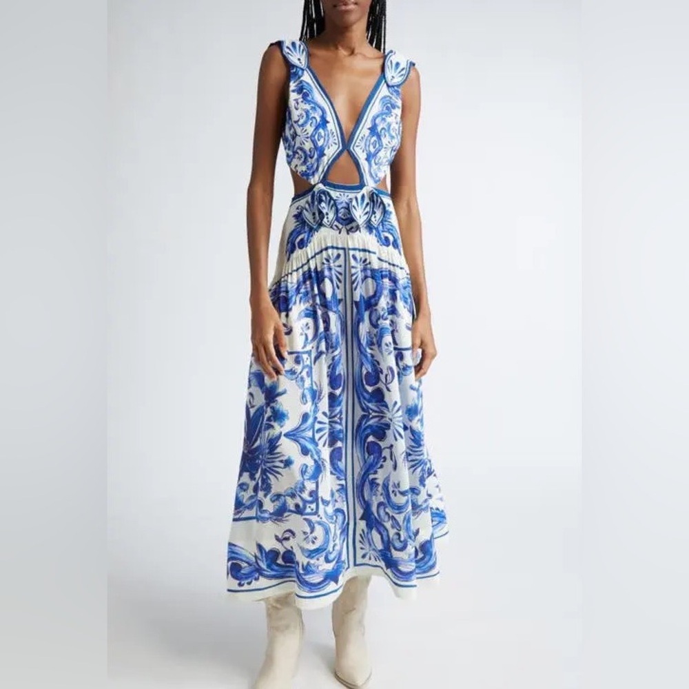 NWT Farm rio Blue tile garden Maxi dress Medium